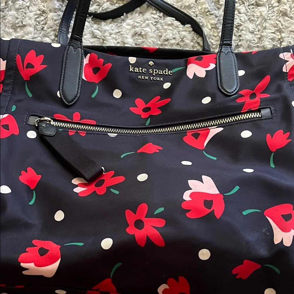 Kate Spade Black and Red Floral Baby Bag
